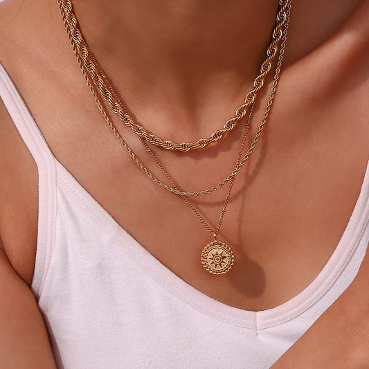 Minimalist Basic Gold Color Twisted Rope Chain Choker Necklaces for Women Stainless Steel Jewelry Gold Necklace