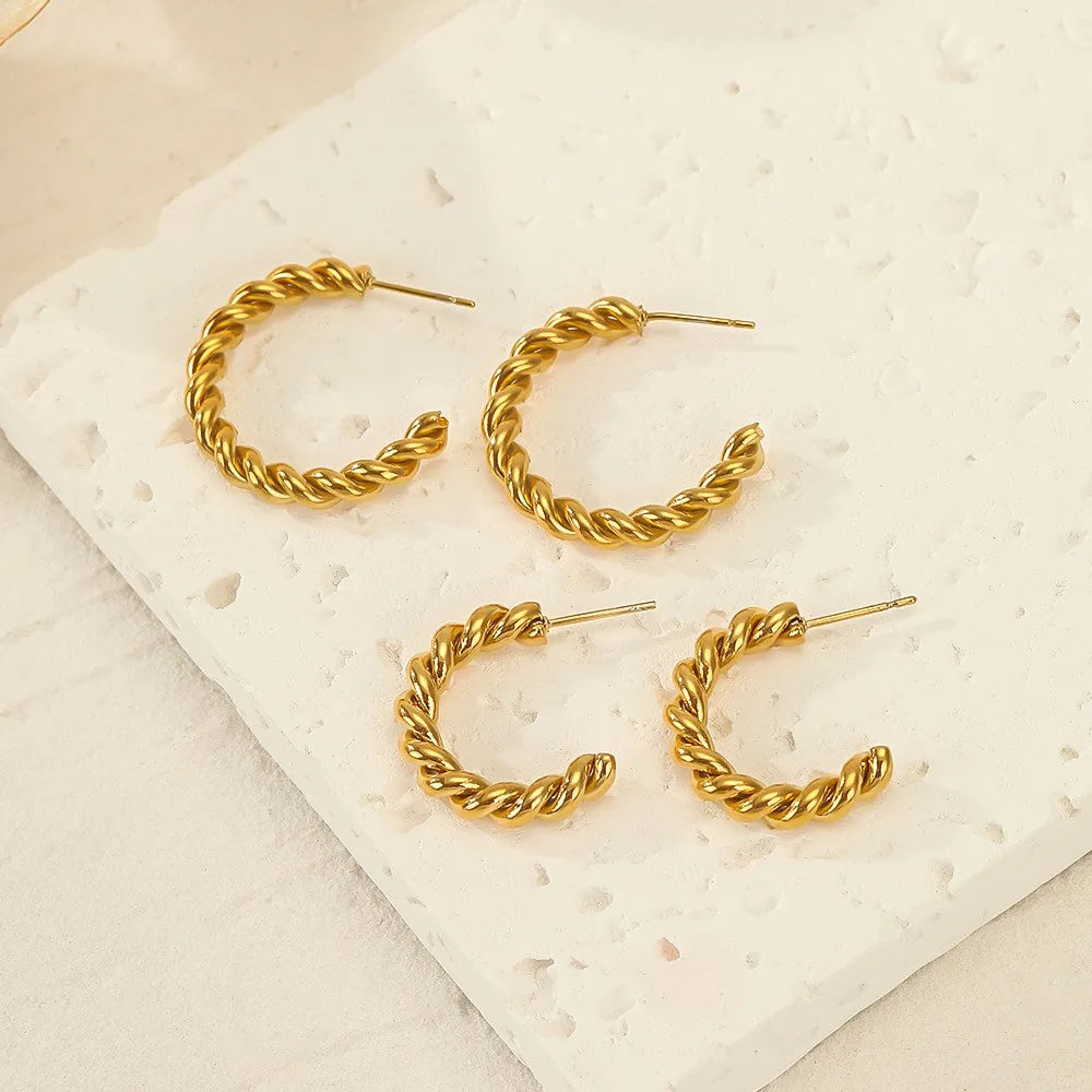 Vintage Spiral Twist Hoop Earrings for Women Stainless Steel Punk Party Trendy Gold Color Silver Wholesale Dropshipping