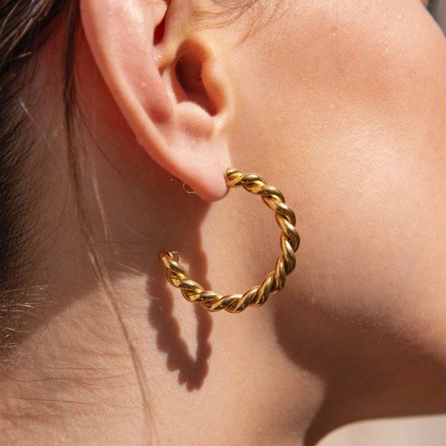 Vintage Spiral Twist Hoop Earrings for Women Stainless Steel Punk Party Trendy Gold Color Silver Wholesale Dropshipping