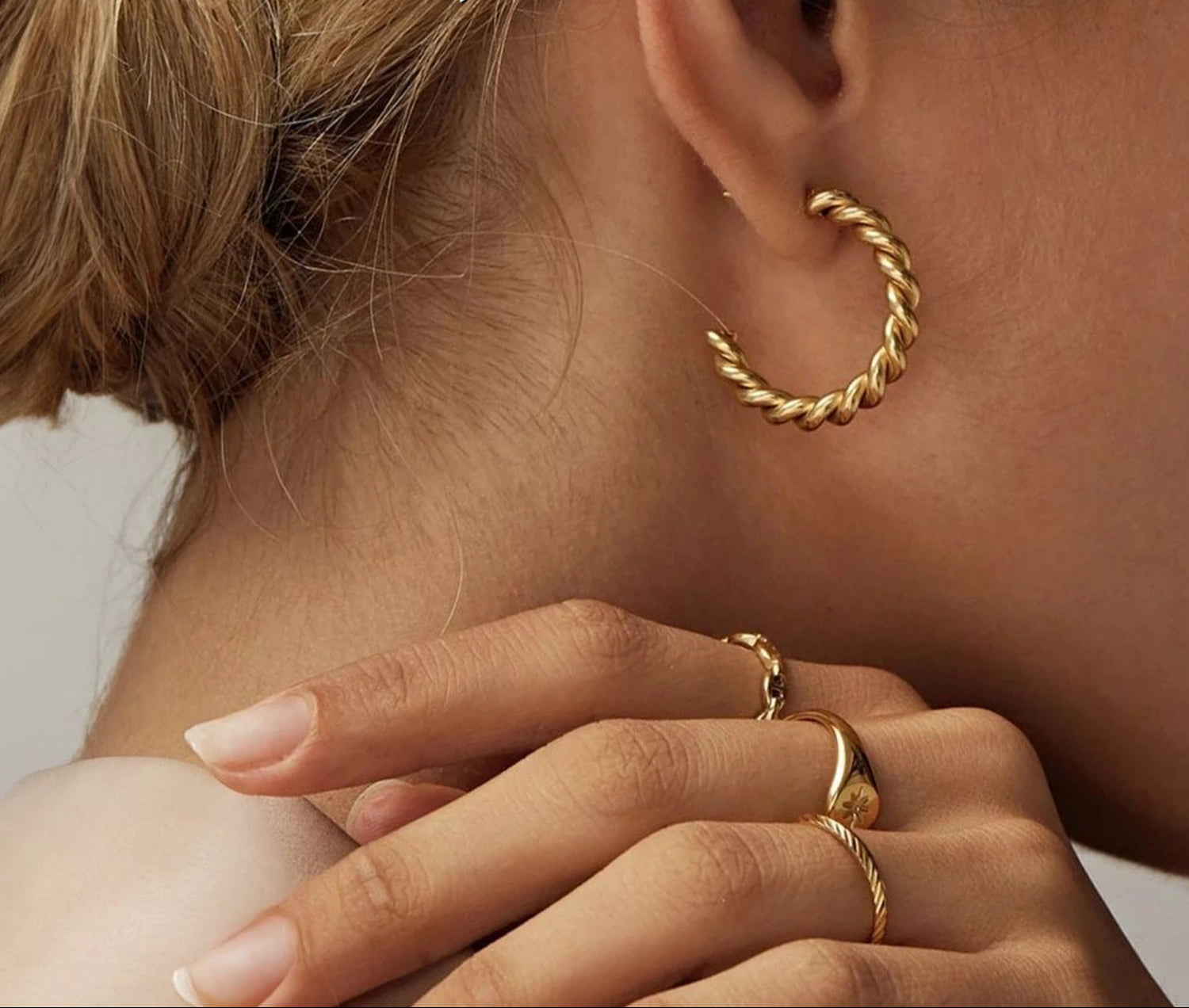 Vintage Spiral Twist Hoop Earrings for Women Stainless Steel Punk Party Trendy Gold Color Silver Wholesale Dropshipping