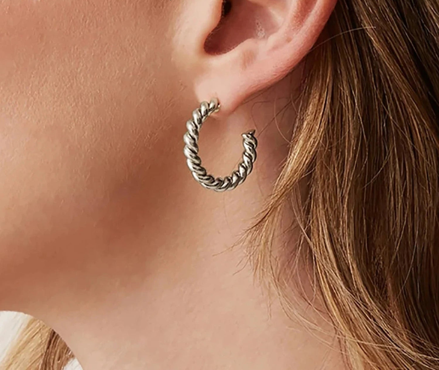 Vintage Spiral Twist Hoop Earrings for Women Stainless Steel Punk Party Trendy Gold Color Silver Wholesale Dropshipping
