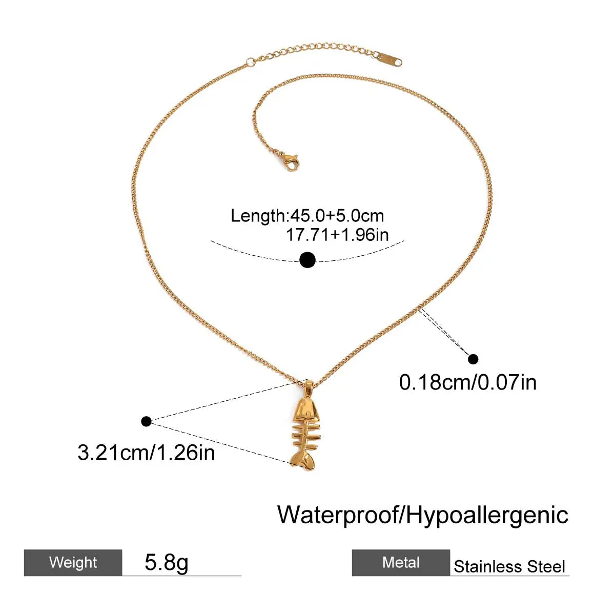 SevenTide™  Fish Bone Pendant Necklace