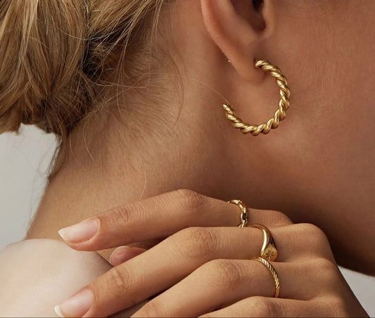 Vintage Spiral Twist Hoop Earrings for Women Stainless Steel Punk Party Trendy Gold Color Silver Wholesale Dropshipping