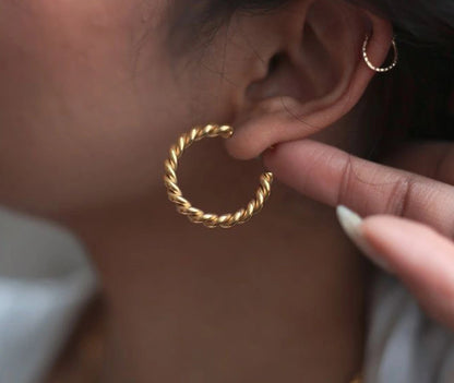 Vintage Spiral Twist Hoop Earrings for Women Stainless Steel Punk Party Trendy Gold Color Silver Wholesale Dropshipping